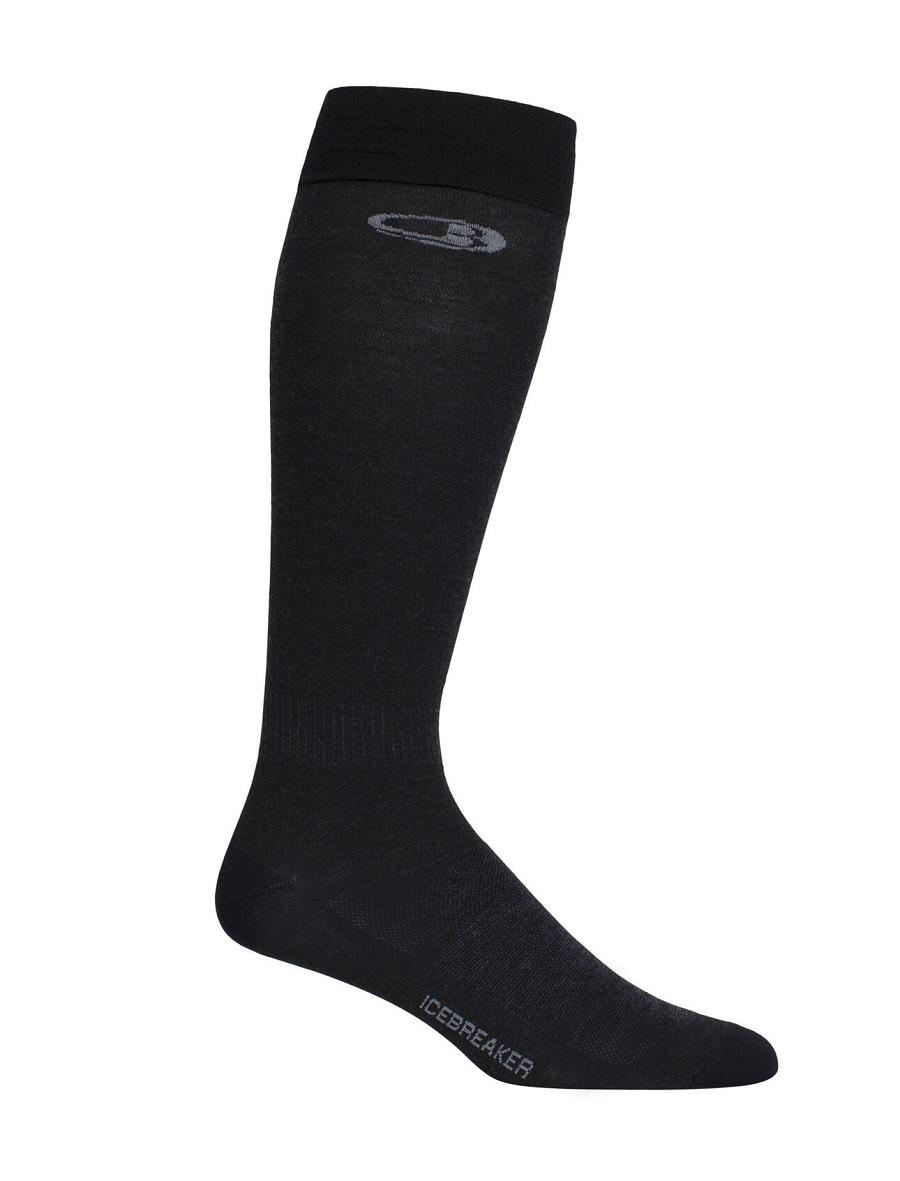 Men's Icebreaker Merino Snow Liner Over the Calf Socks Black | CA 1932TCEV